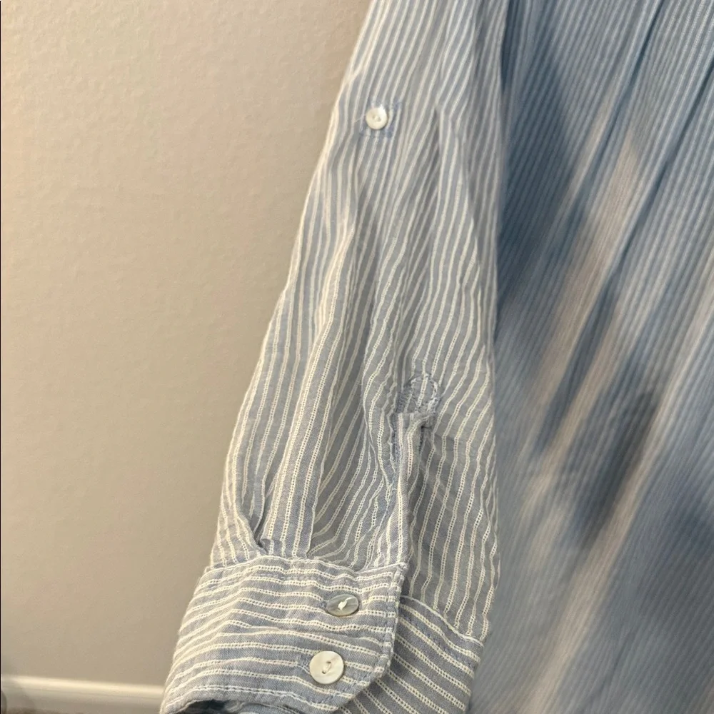 H&M LOGG Women's Blue and White Striped Cotton Button Up Tunic Size US 14 - Picture 6 of 6